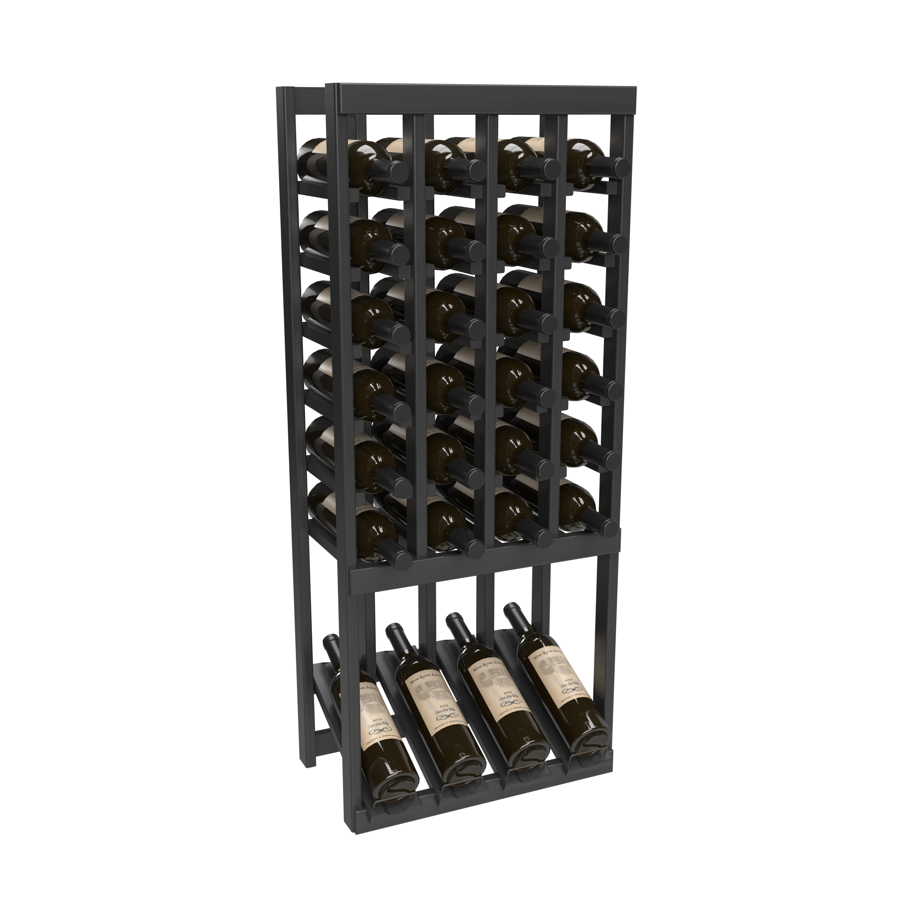 InstaCellar - 4 Column High Reveal Rack in Grand Mahogany Black stained without WineSafe™ Satin Sealant