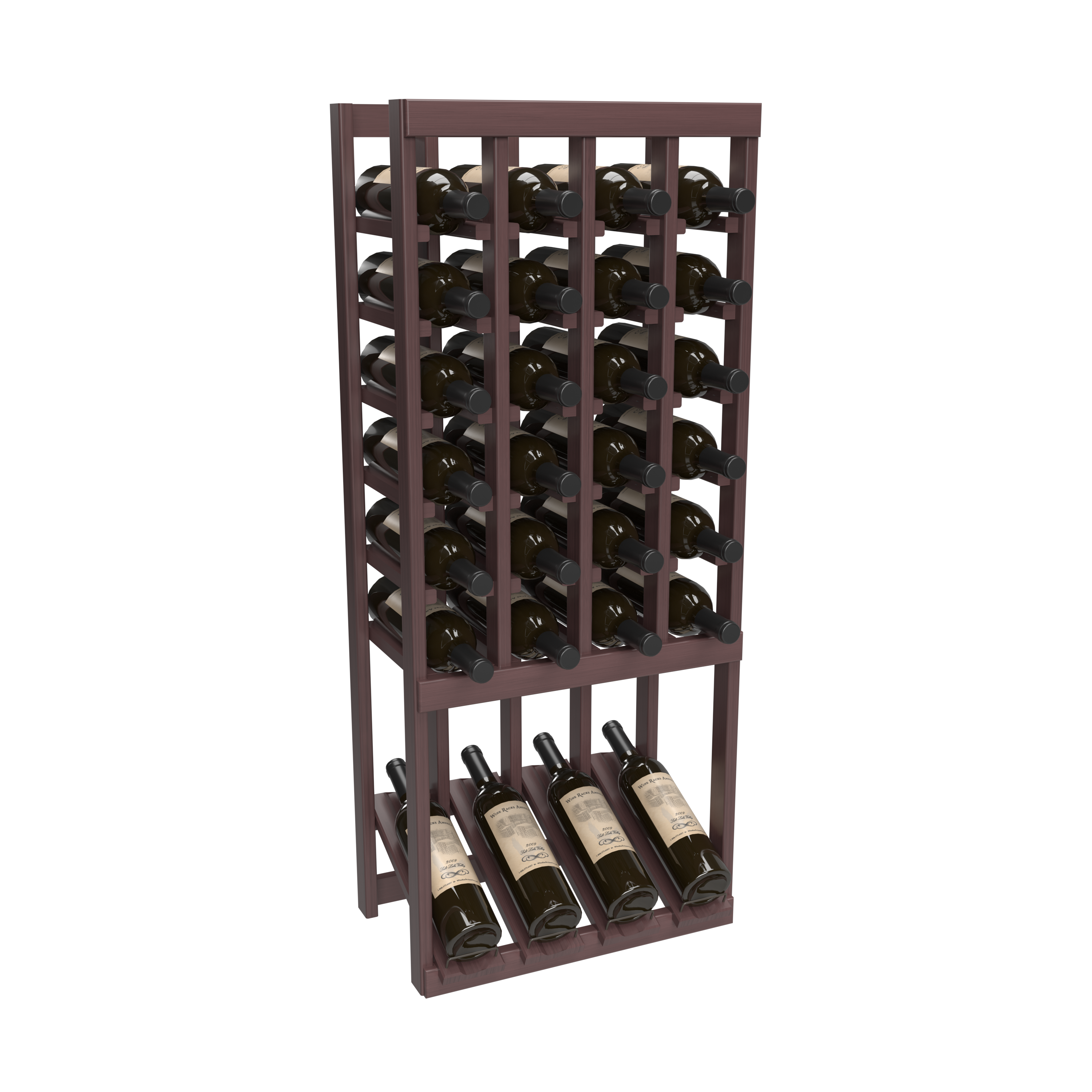 InstaCellar - 4 Column High Reveal Rack in Grand Mahogany Walnut stained without WineSafe™ Satin Sealant