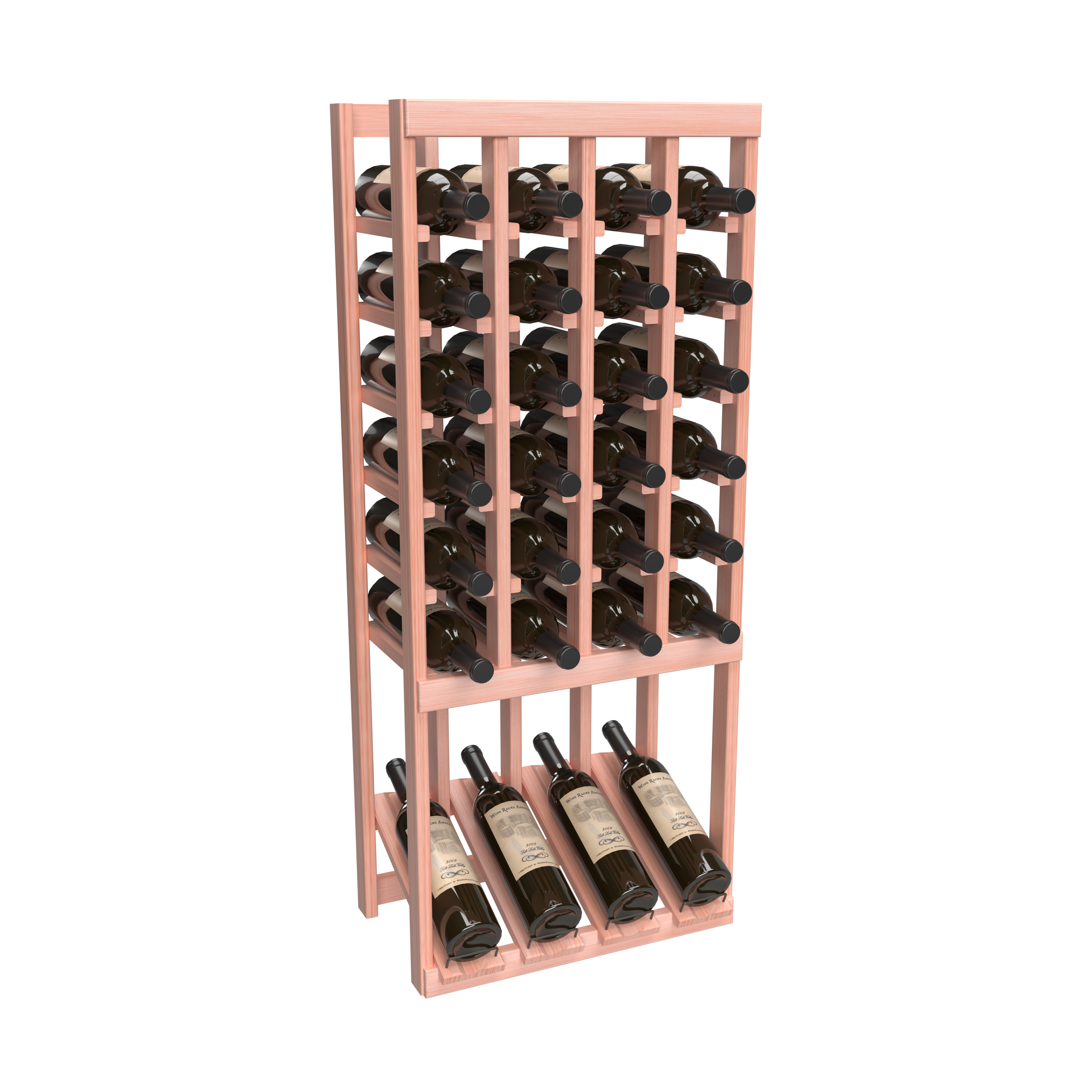 InstaCellar - 4 Column High Reveal Rack in Grand Mahogany Unstained with WineSafe™ Satin Sealant