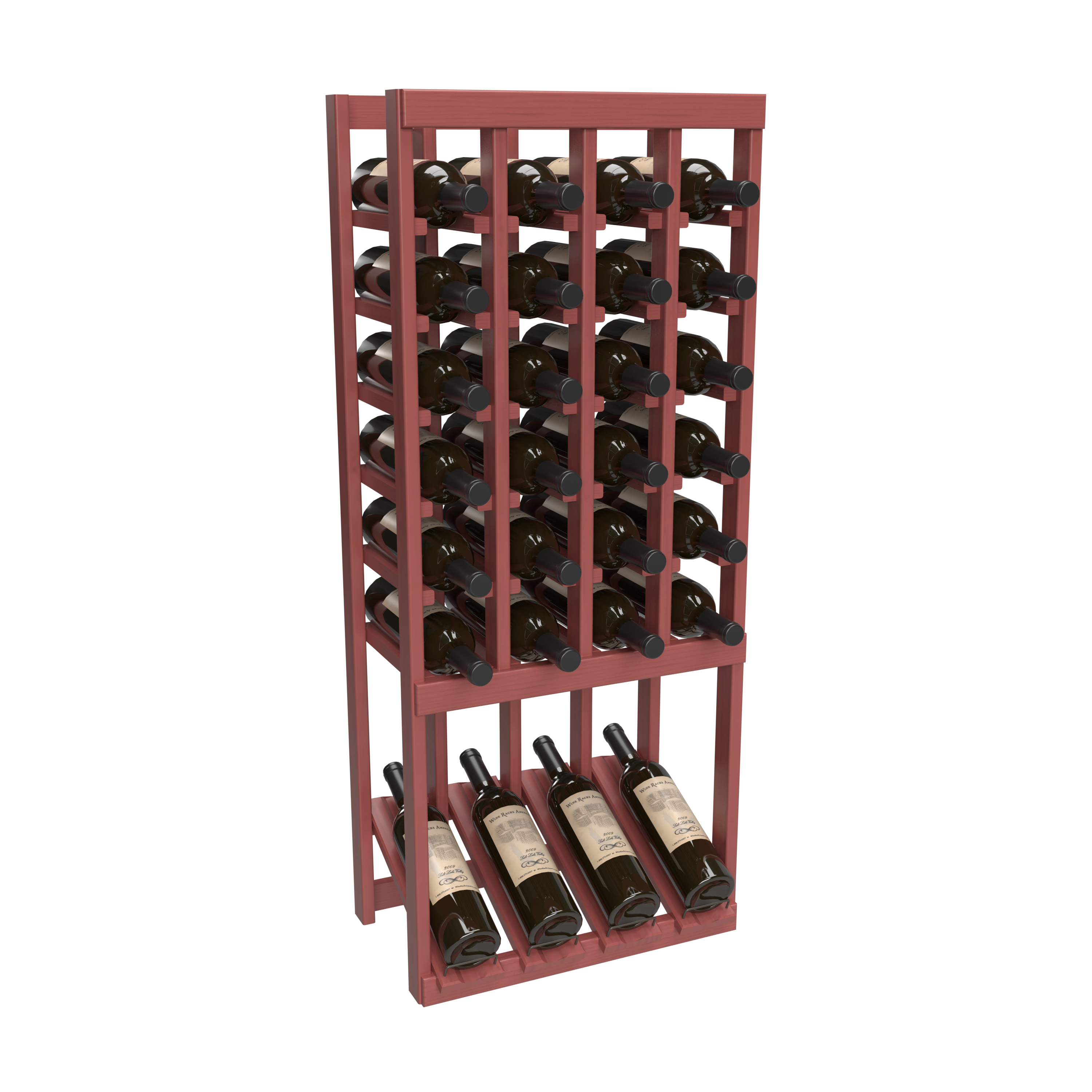 InstaCellar - 4 Column High Reveal Rack in Ponderosa Pine Cherry stained without WineSafe™ Satin Sealant