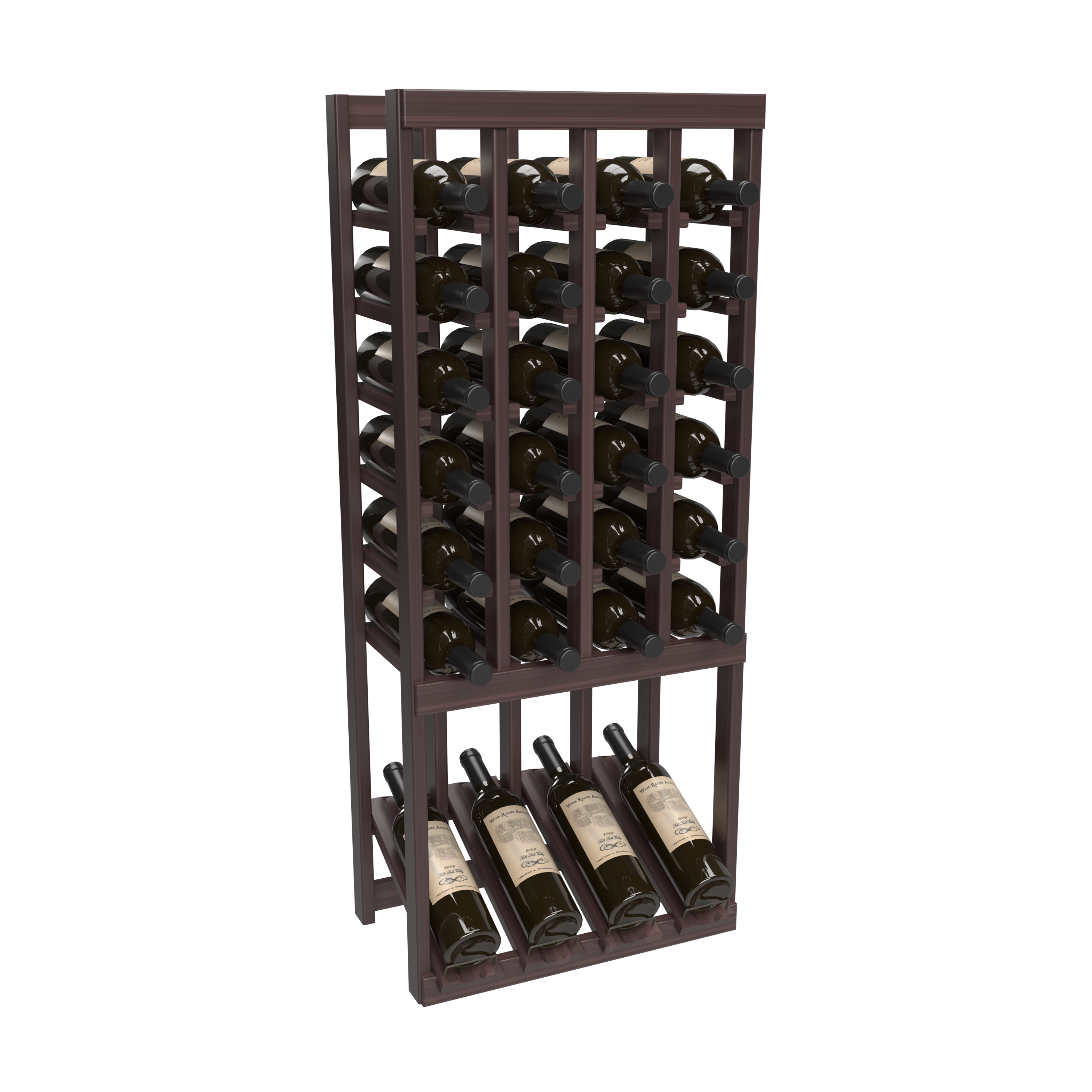 InstaCellar - 4 Column High Reveal Rack in Premium Redwood Walnut stained without WineSafe™ Satin Sealant