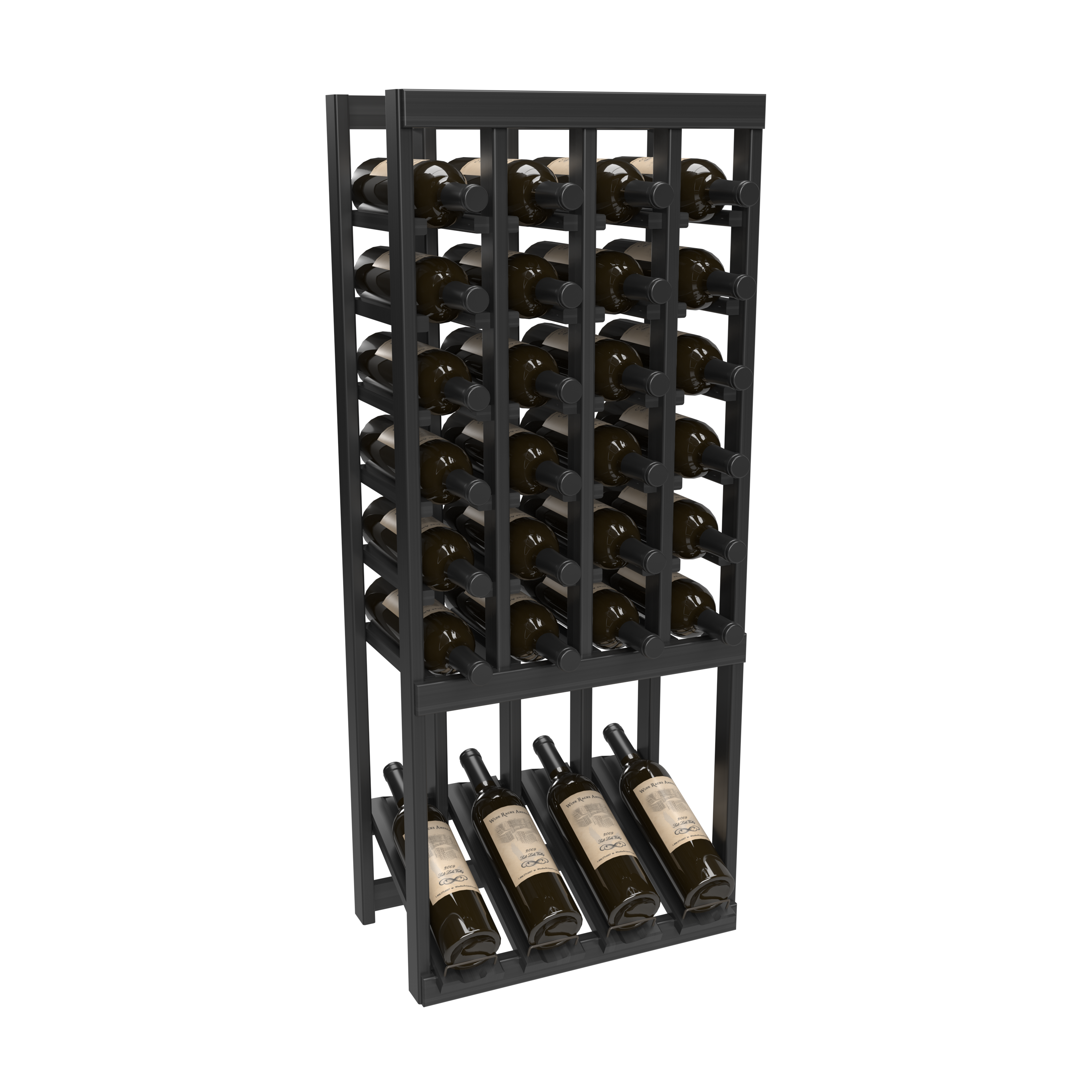 InstaCellar - 4 Column High Reveal Rack in Premium Redwood Black stained without WineSafe™ Satin Sealant