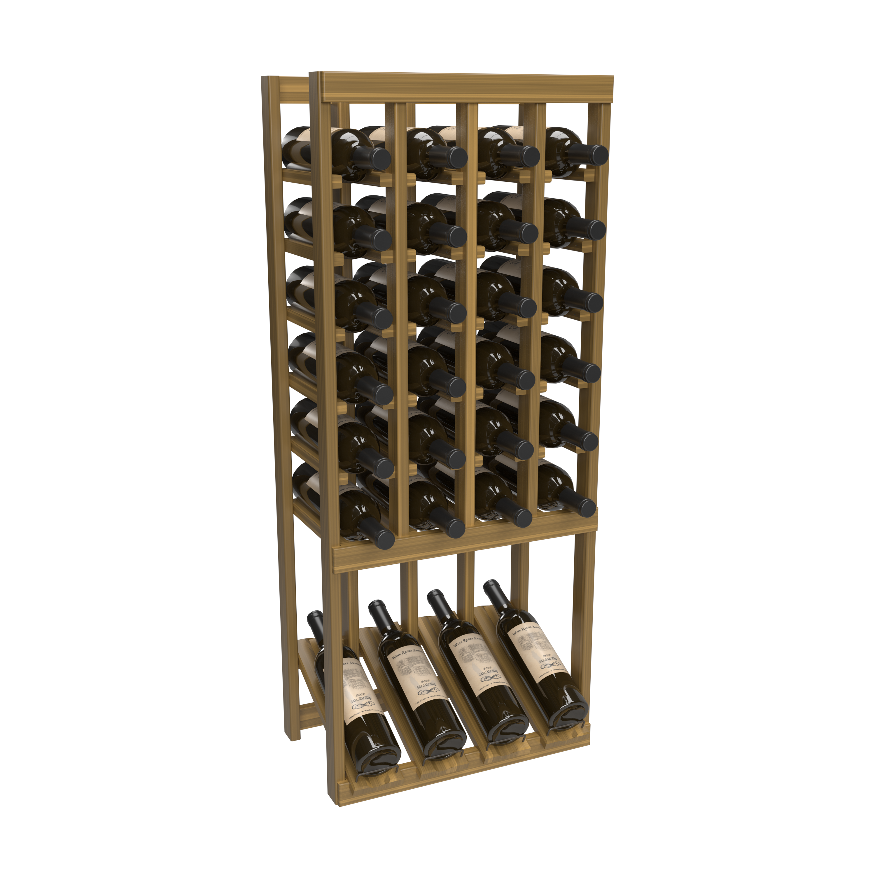 InstaCellar - 4 Column High Reveal Rack in Premium Redwood Oak stained without WineSafe™ Satin Sealant