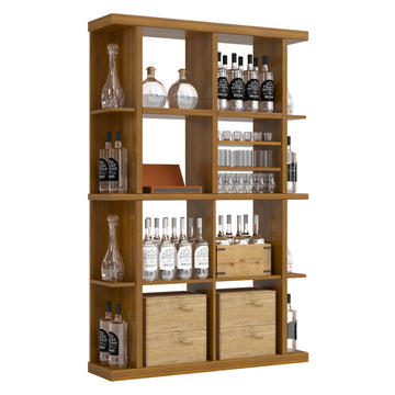 Bar & Beverage The Entertainer Display in Grand Mahogany Oak stained with WineSafe™ Satin Sealant