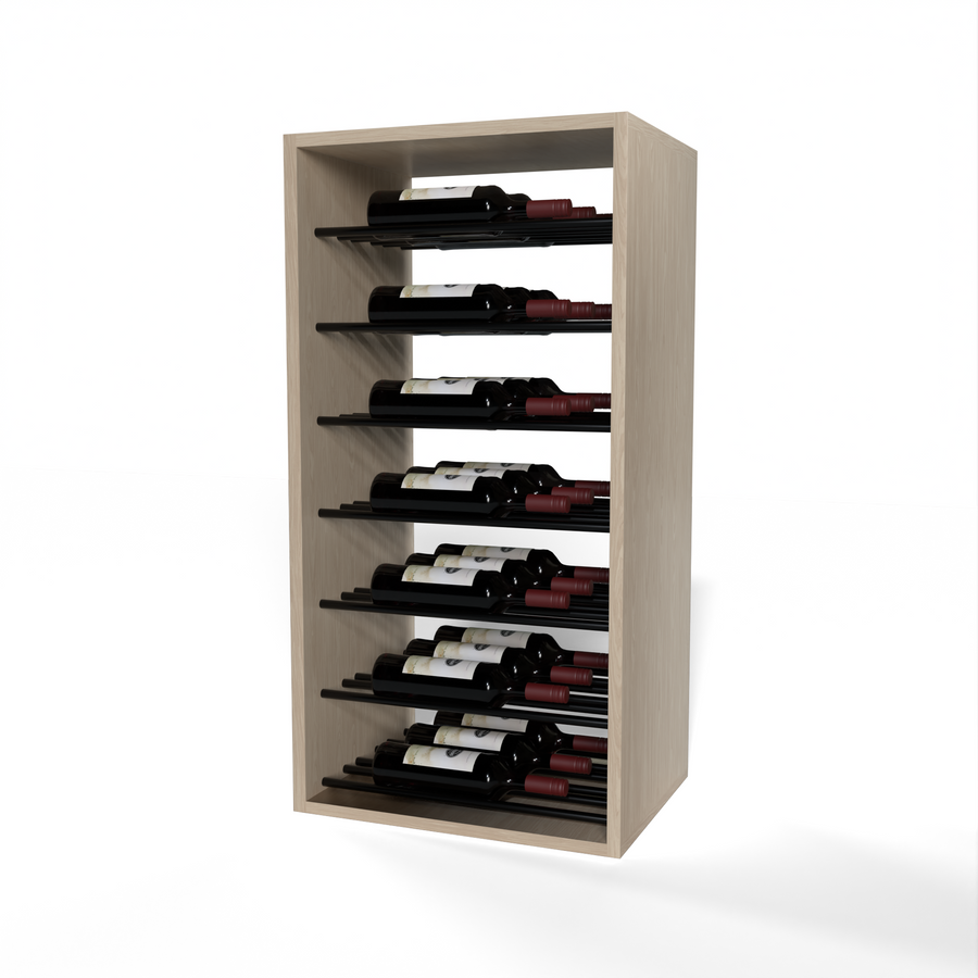 GrandCellar™ - 4 Column Full-Depth Label-Forward Horizontal Wine Display  - 36" - Black Metal Rods