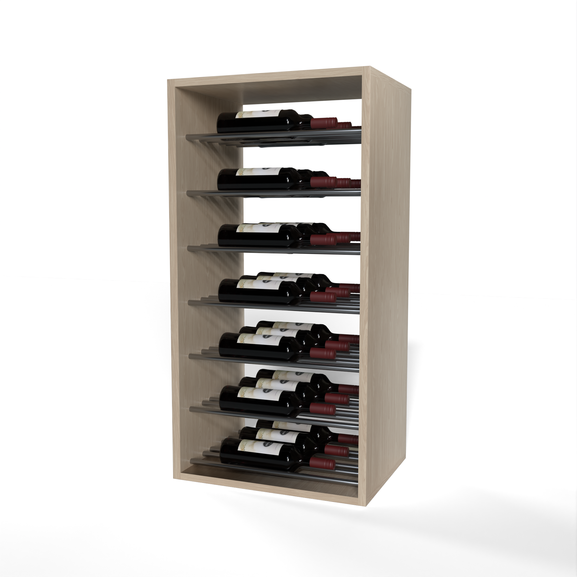 GrandCellar™ - 4 Column Full-Depth Label-Forward Horizontal Wine Display  - 36