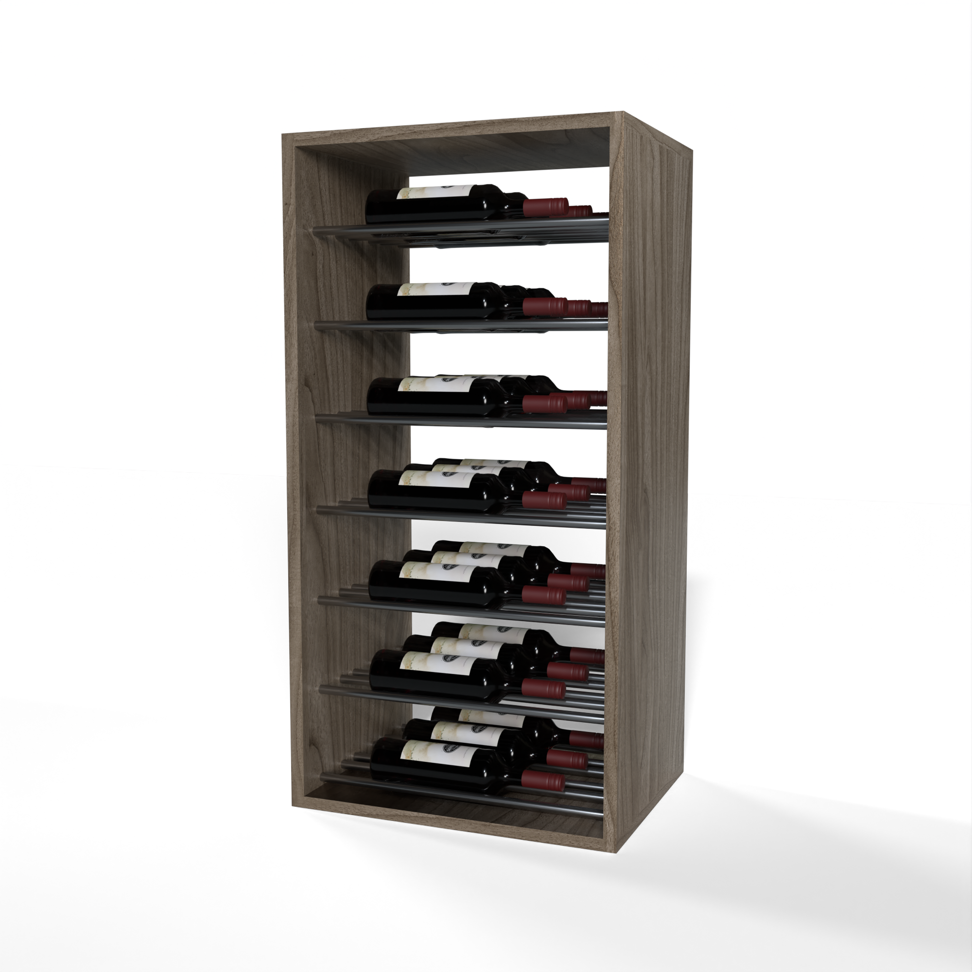 GrandCellar™ - 4 Column Full-Depth Label-Forward Horizontal Wine Display  - 36