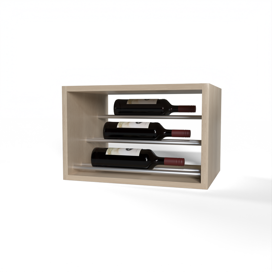 GrandCellar™ - 4 Column Waterfall Label-Forward Wine Display - 12" - Silver Metal Rods