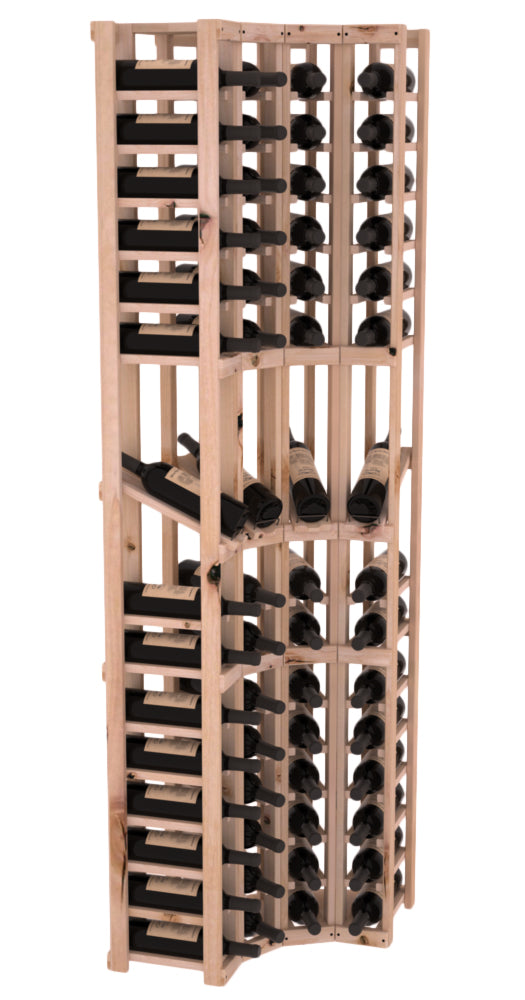 InstaCellar - 4 Column Corner Display Row Rack in Knotty Alder Unstained without WineSafe™ Satin Sealant