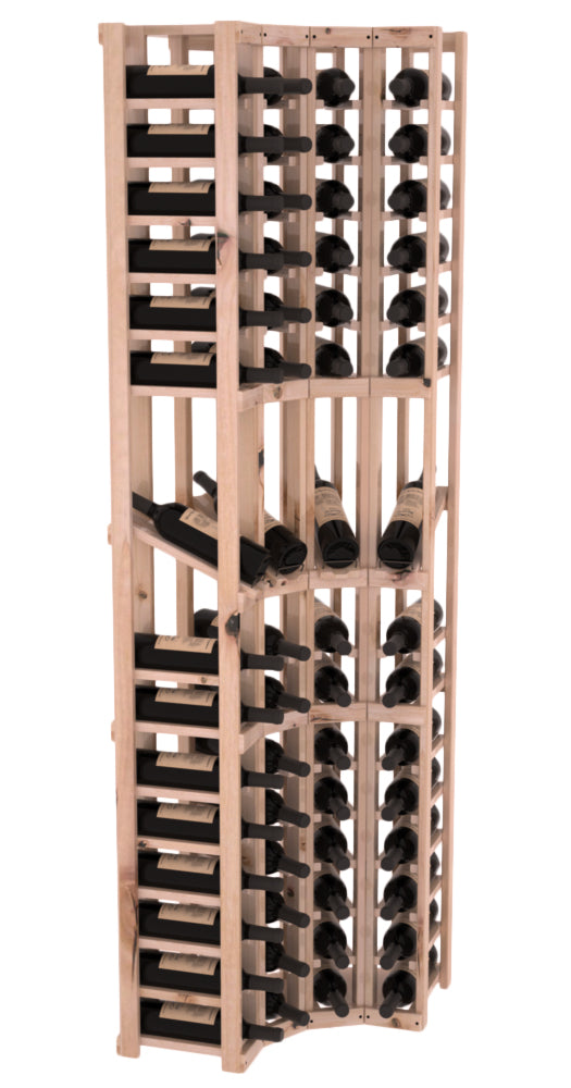 InstaCellar - 4 Column Corner Display Row Rack in Knotty Alder Unstained with WineSafe™ Satin Sealant