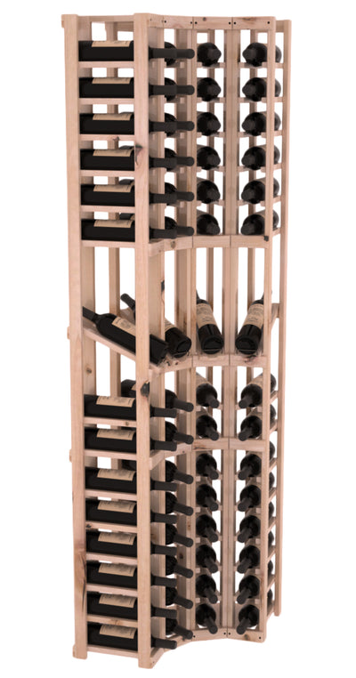 InstaCellar - 4 Column Corner Display Row Rack in Knotty Alder Unstained with WineSafe™ Satin Sealant