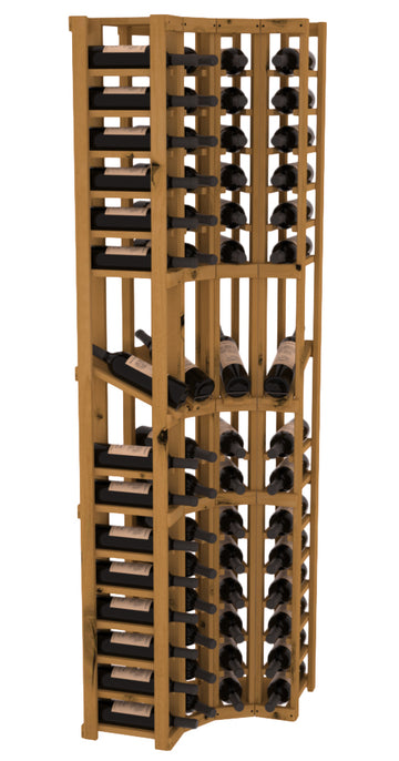 InstaCellar - 4 Column Corner Display Row Rack in Knotty Alder Oak stained without WineSafe™ Satin Sealant
