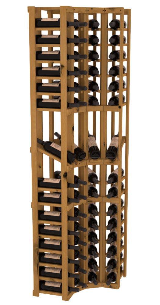 InstaCellar - 4 Column Corner Display Row Rack in Knotty Alder Oak stained without WineSafe™ Satin Sealant