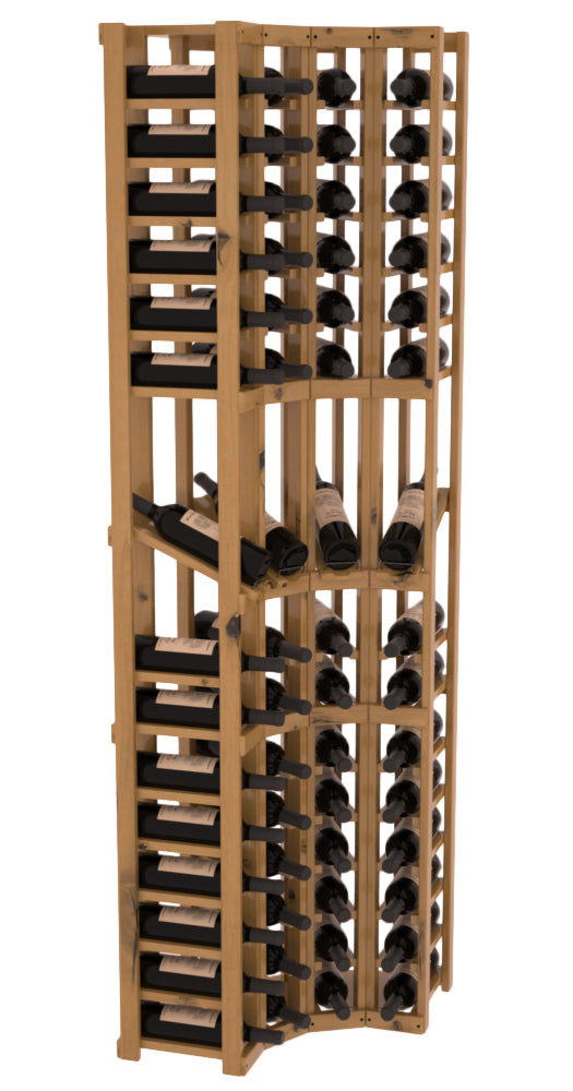 InstaCellar - 4 Column Corner Display Row Rack in Knotty Alder Oak stained with WineSafe™ Satin Sealant