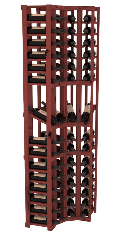 InstaCellar - 4 Column Corner Display Row Rack in Knotty Alder Cherry stained without WineSafe™ Satin Sealant