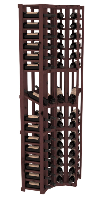 InstaCellar - 4 Column Corner Display Row Rack in Knotty Alder Walnut stained without WineSafe™ Satin Sealant