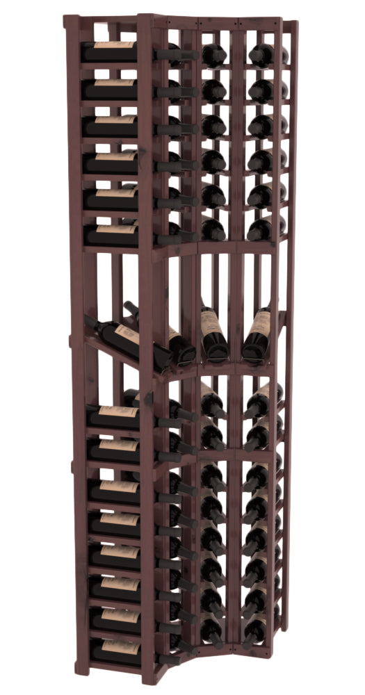 InstaCellar - 4 Column Corner Display Row Rack in Knotty Alder Walnut stained with WineSafe™ Satin Sealant
