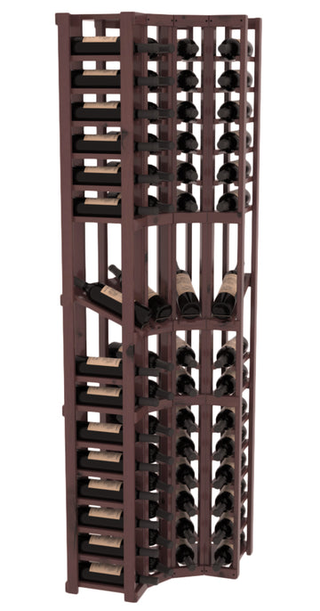 InstaCellar - 4 Column Corner Display Row Rack in Knotty Alder Walnut stained with WineSafe™ Satin Sealant