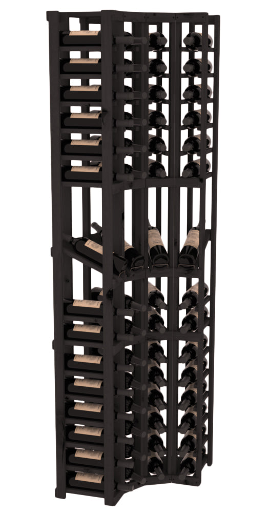 InstaCellar - 4 Column Corner Display Row Rack in Knotty Alder Black stained without WineSafe™ Satin Sealant