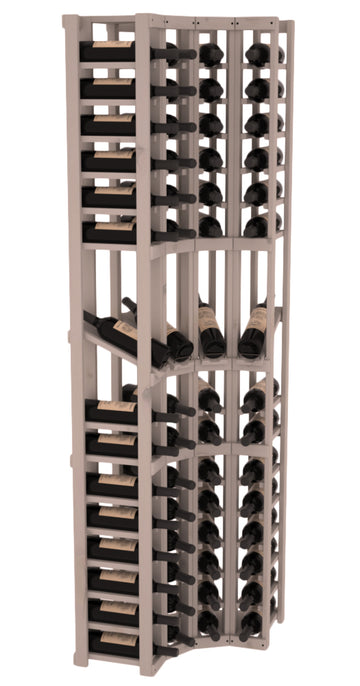 InstaCellar - 4 Column Corner Display Row Rack in Knotty Alder Greywash stained without WineSafe™ Satin Sealant
