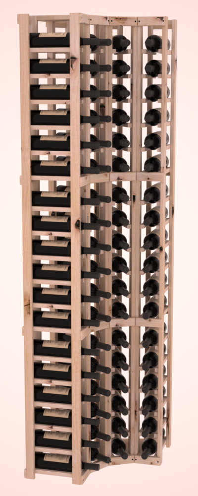 InstaCellar - 4 Column Corner Rack in Knotty Alder Unstained without WineSafe™ Satin Sealant
