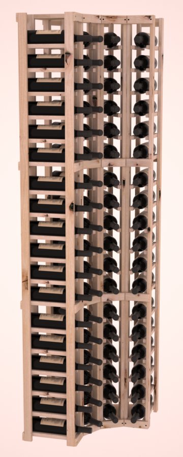 InstaCellar - 4 Column Corner Rack in Knotty Alder Unstained without WineSafe™ Satin Sealant