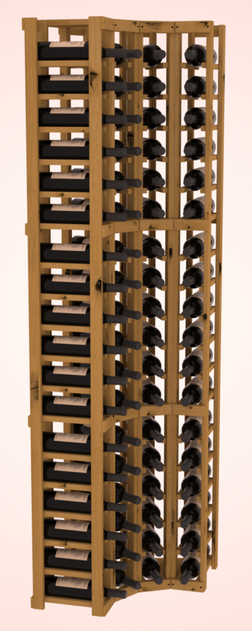 InstaCellar - 4 Column Corner Rack in Knotty Alder Oak stained without WineSafe™ Satin Sealant