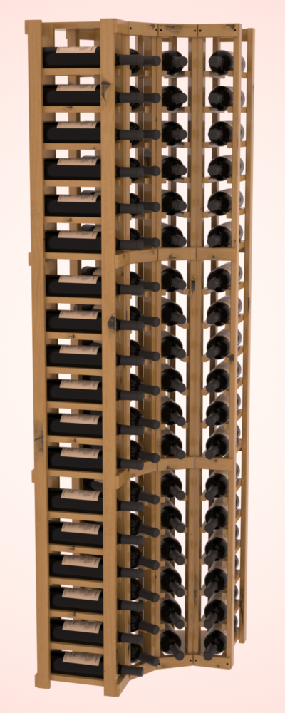 InstaCellar - 4 Column Corner Rack in Knotty Alder Oak stained with WineSafe™ Satin Sealant