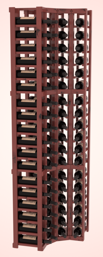 InstaCellar - 4 Column Corner Rack in Knotty Alder Cherry stained with WineSafe™ Satin Sealant