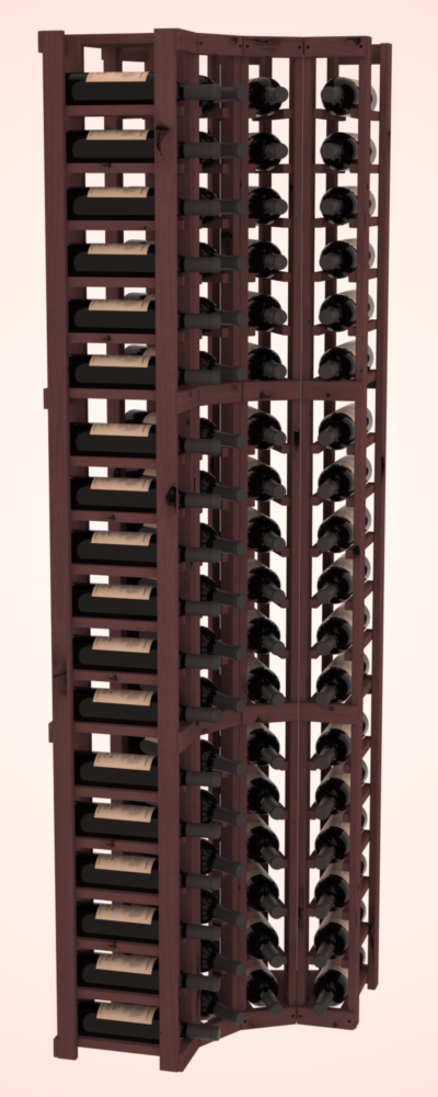 InstaCellar - 4 Column Corner Rack in Knotty Alder Walnut stained without WineSafe™ Satin Sealant