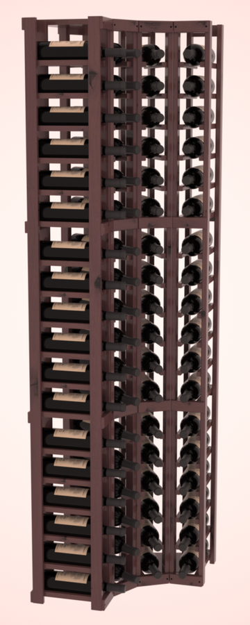 InstaCellar - 4 Column Corner Rack in Knotty Alder Walnut stained with WineSafe™ Satin Sealant