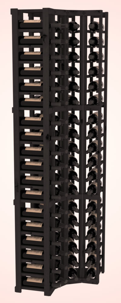 InstaCellar - 4 Column Corner Rack in Knotty Alder Black stained without WineSafe™ Satin Sealant