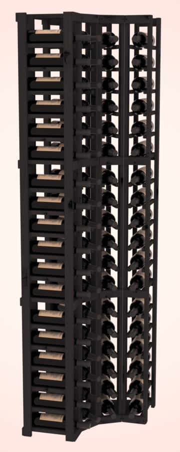 InstaCellar - 4 Column Corner Rack in Knotty Alder Black stained without WineSafe™ Satin Sealant