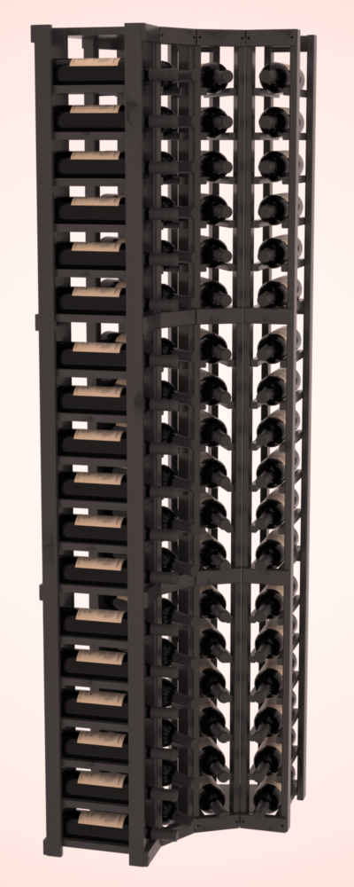 InstaCellar - 4 Column Corner Rack in Knotty Alder Black stained with WineSafe™ Satin Sealant