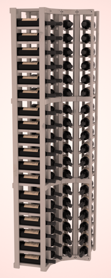 InstaCellar - 4 Column Corner Rack in Knotty Alder Greywash stained without WineSafe™ Satin Sealant