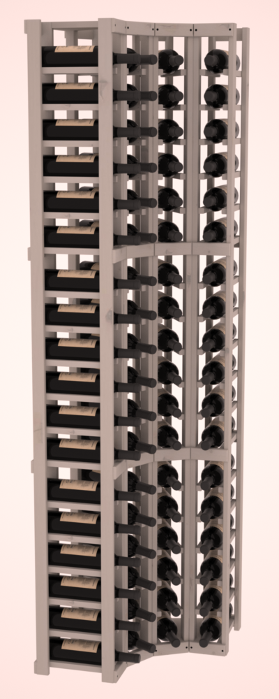 InstaCellar - 4 Column Corner Rack in Knotty Alder Greywash stained without WineSafe™ Satin Sealant