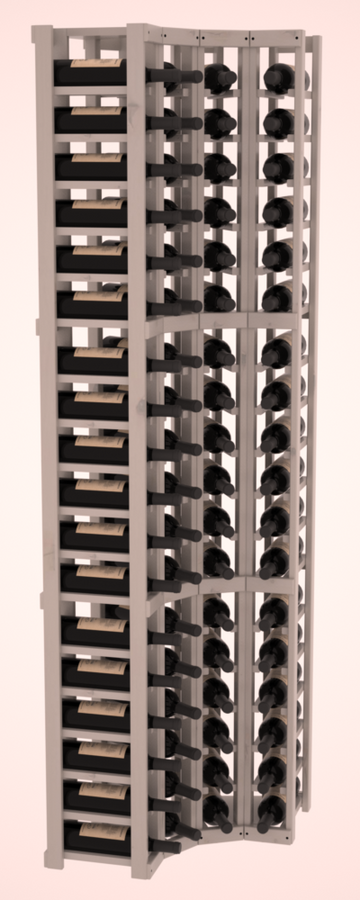 InstaCellar - 4 Column Corner Rack in Knotty Alder Greywash stained with WineSafe™ Satin Sealant