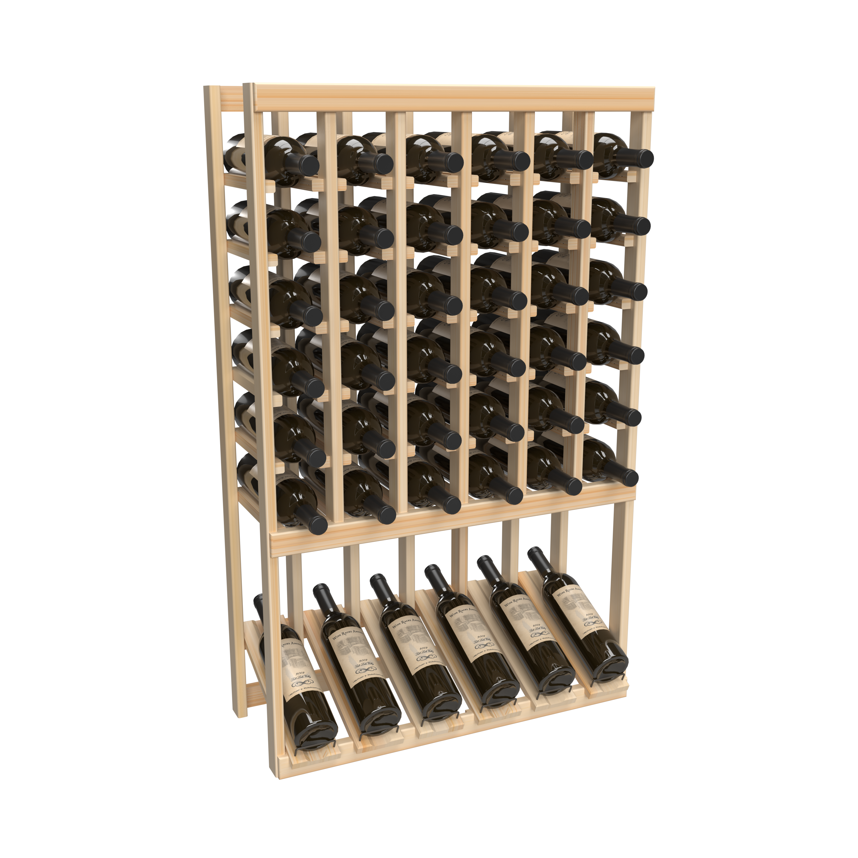 InstaCellar - 6 Column High Reveal Rack in Ponderosa Pine Unstained without WineSafe™ Satin Sealant