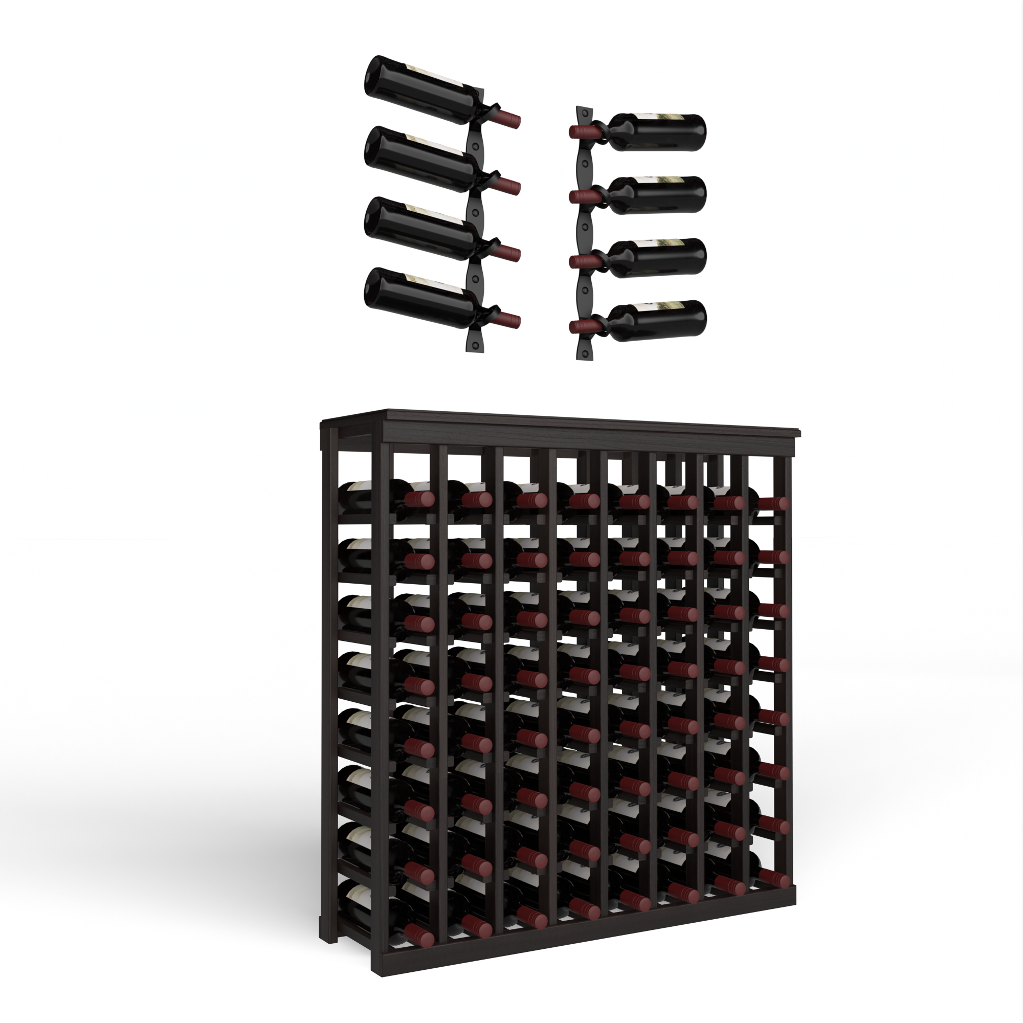 Wine Room Essentials Bundle - 64 Bottle Tabletop x Helix Wine Rack in Matte Black Metal