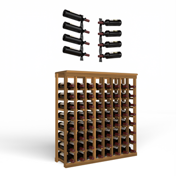 Wine Room Essentials Bundle - 64 Bottle Tabletop x Helix Wine Rack in Matte Black Metal in Premium Redwood Walnut stained with WineSafe™ Satin Sealant