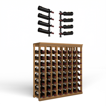 Wine Room Essentials Bundle - 64 Bottle Tabletop x Helix Wine Rack in Matte Black Metal in Premium Redwood Black stained without WineSafe™ Satin Sealant