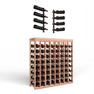 Wine Room Essentials Bundle - 64 Bottle Tabletop x Helix Wine Rack in Matte Black Metal in Premium Redwood Cherry stained with WineSafe™ Satin Sealant