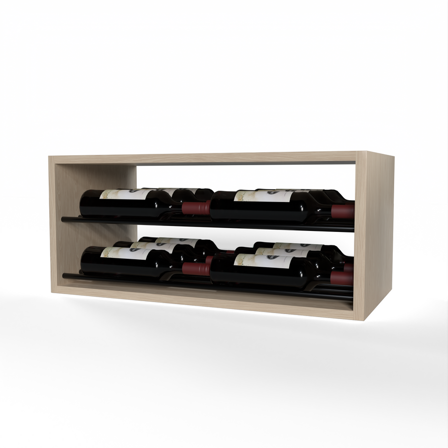 GrandCellar™ - 6 Column Horizontal Label-Forward Wine Display - 12" - Black Metal Rods