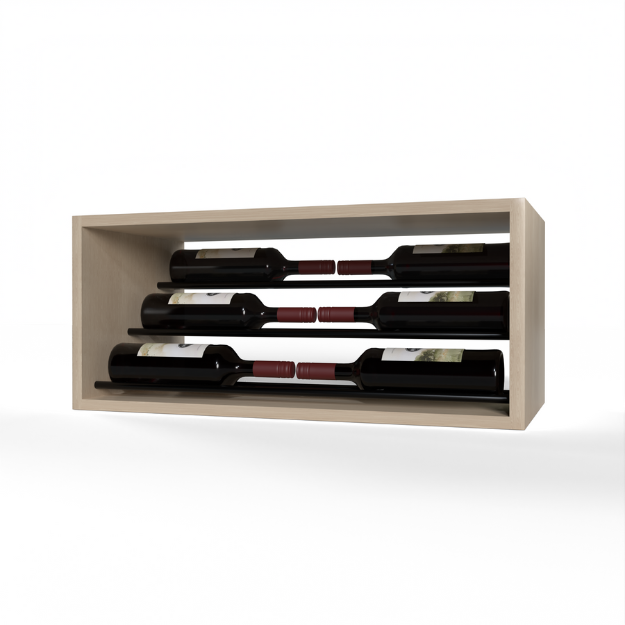 GrandCellar™ - 6 Column Waterfall Label-Forward Wine Display - 12" - Black Metal Rods