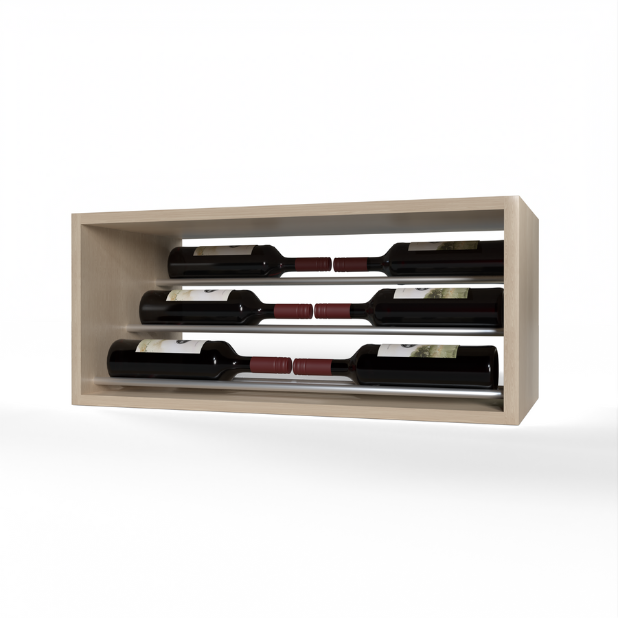 GrandCellar™ - 6 Column Waterfall Label-Forward Wine Display - 12" - Silver Metal Rods