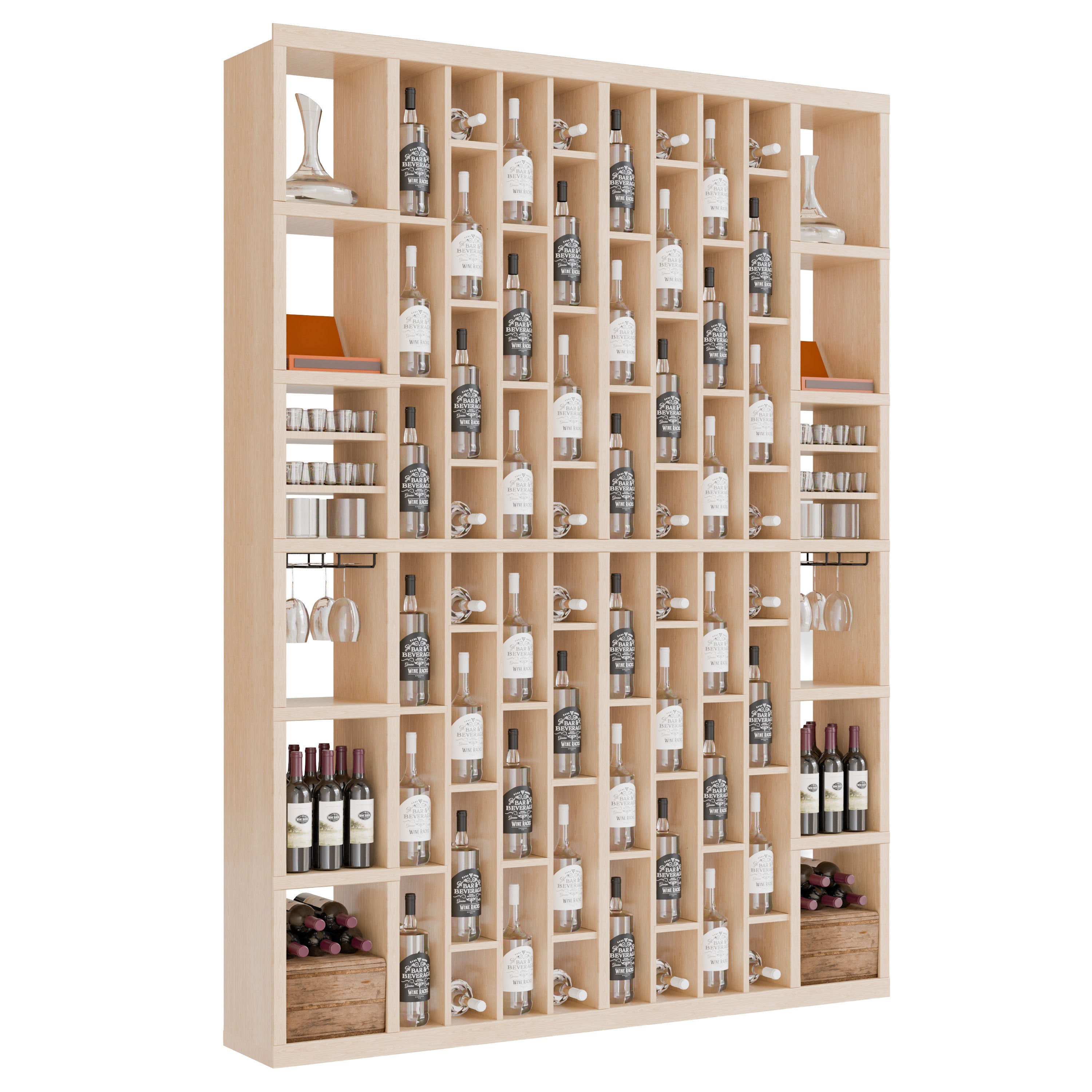 Bar & Beverage The Parlor Display in White Oak Unstained with WineSafe™ Satin Sealant