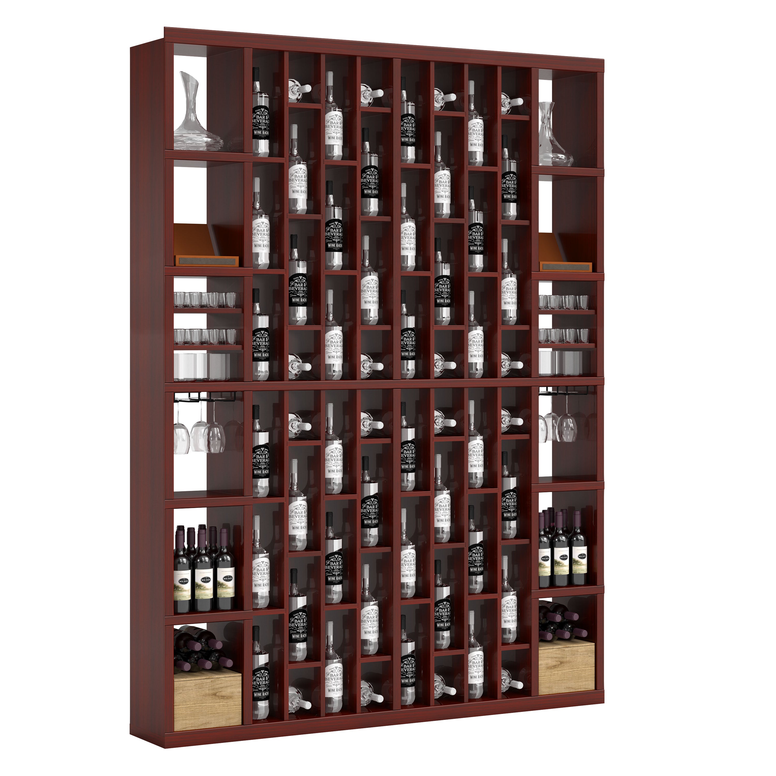 Bar & Beverage The Parlor Display in Grand Mahogany Cherry stained with WineSafe™ Satin Sealant