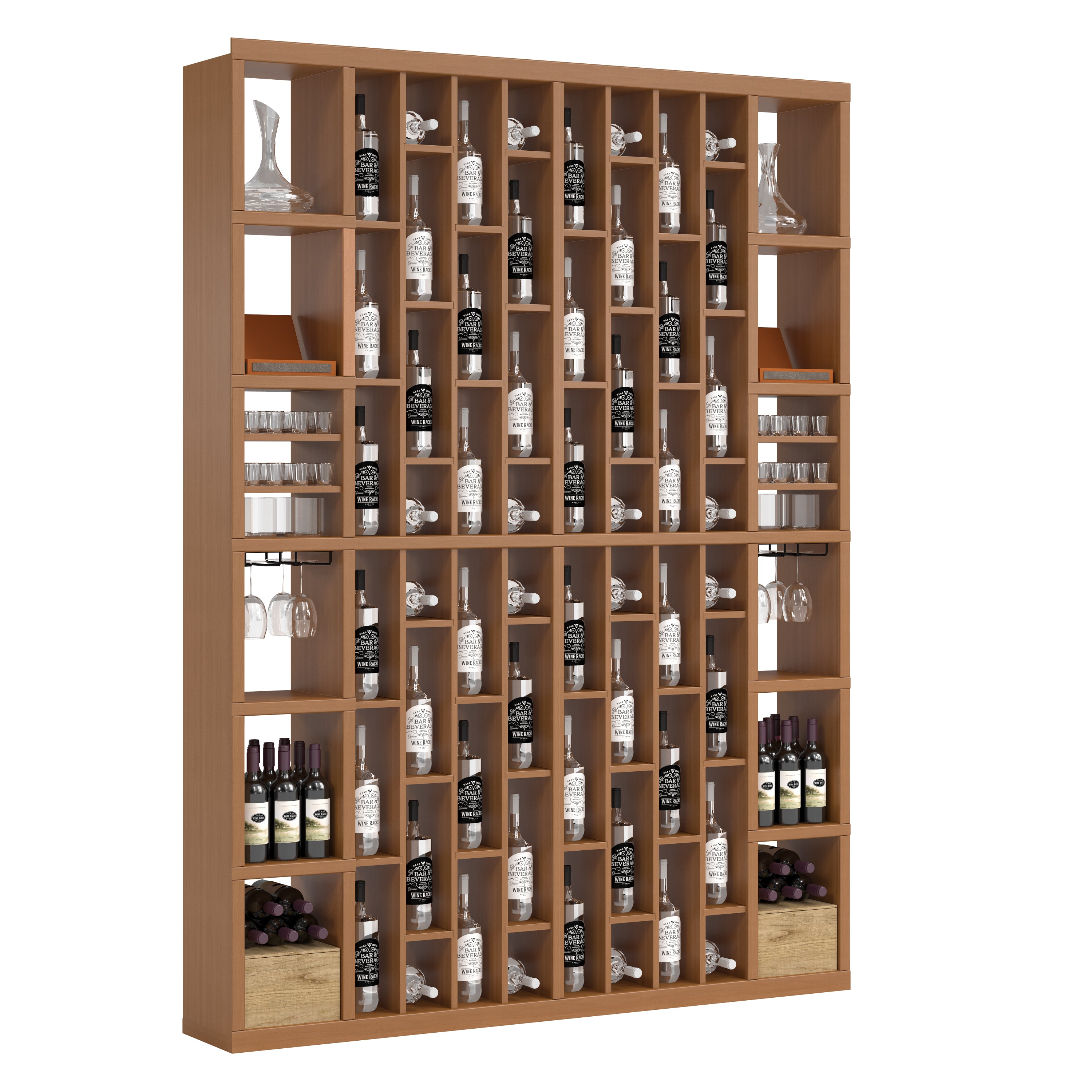 Bar & Beverage The Parlor Display in Sapele Mahogany Unstained with WineSafe™ Satin Sealant