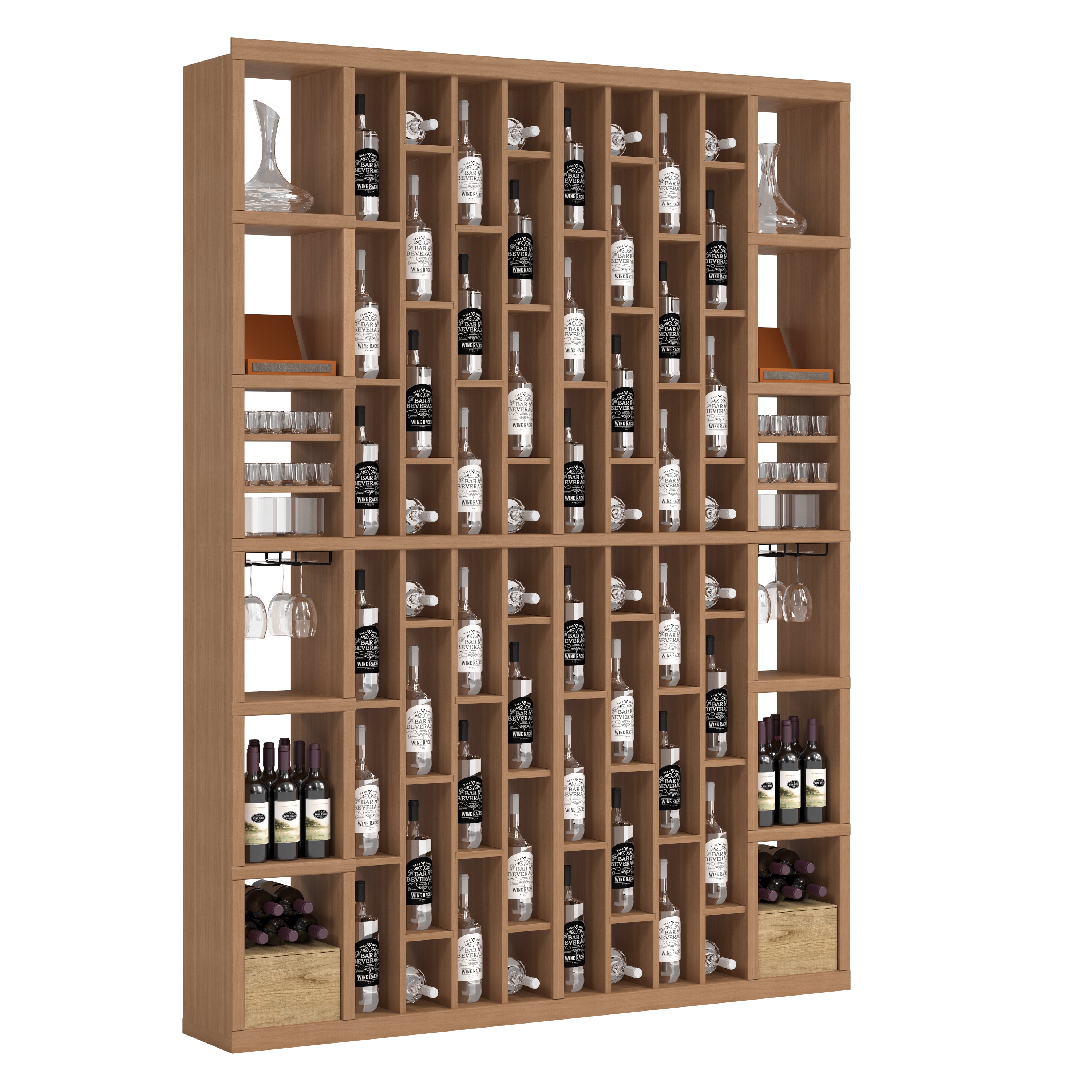 Bar & Beverage The Parlor Display in Sapele Mahogany Unstained without WineSafe™ Satin Sealant