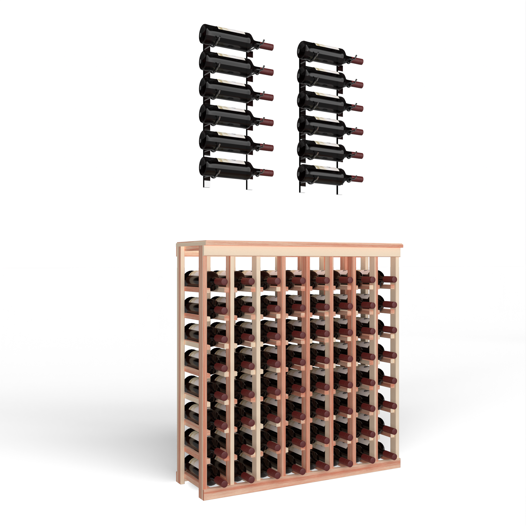 Wine Room Essentials Bundle - Tasting Table x W Series in Chrome Luxe Metal in Premium Redwood Unstained without WineSafe™ Satin Sealant